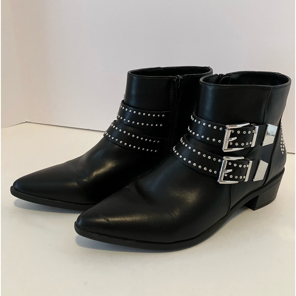 Express Women’s Embellished Ankle Booties, Black with Metal Studding/Grunge